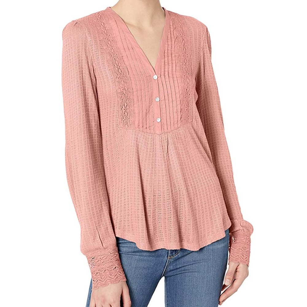 Lucky Brand  Lace Mix Drop Needle Top